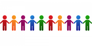 Children holding hands together